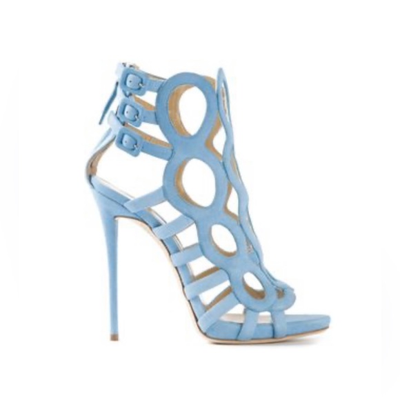 Giuseppe Zanotti Coline Cutout Suede Sandals -Blue (36.5) - Picture 1 of 5